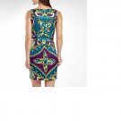 ALIX WOMEN'S PURPLE YELLOW TURQUOISE AQUA PRINT Sleeveless Shift Dress SIZE 18