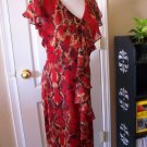 BLU SAGE WOMEN'S RUSTY RED BEIGE BLACK SNAKE PRINT RUFFLE TIER DRESS SIZE 4 NEW