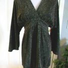 BCBG MAXAZRIA WOMEN'S SHIMMER BLACK 3/4 SLEEVE V-NECK TUNIC DRESS SIZE XS