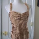 H&M WOMEN'S TAN SLEEVELESS  SHIRT BLOUSE TOP SIZE 10 UNIQUE!