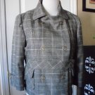 MISS ME WOMEN'S BROWN IVORY BLACK CHECK PLAID QUILTED COAT JACKET SIZE S