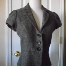 BANANA REPUBLIC WOMEN'S WHITE BROWN GRAY WOOL BLEND PEPLUM BLAZER JACKET SIZE 6