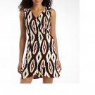 WORTHINGTON WOMEN'S BLACK Brown White FAUX WRAP CAREER CASUAL Knit Dress SIZE XS