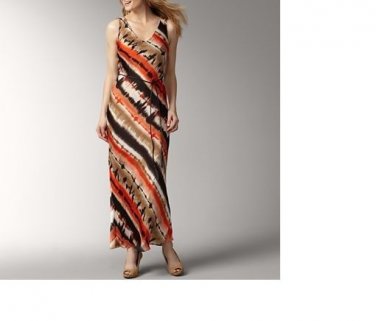 LIZ CLAIBORNE WOMEN'S CORAL BROWN BEIGE MAXY DRESS SIZE 10 NEW