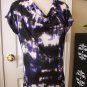 KENNETH COLE WOMENS WHITE PURPLE BLACK CAP SLEEVE KNIT SHIRT Blouse Top SIZE M 8