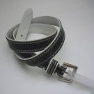 DOCKERS Womens BLACK WHITE GENUINE FULL GRAIN Leather BELT SIZE M