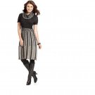 Alfani WOMEN'S BLACK TAN Cowl-Neck Knee-Length Sweater DRESS SIZE PS