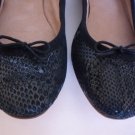 BLOCH Women's Black Snake Print Leather Ballet Flats Size 37.5 (Retail $248) NEW