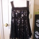 MAX STUDIO M WOMEN'S BLACK SEQUIN OCCASION EVENING TUNIC TOP SIZE S NEW