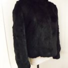 VINTAGE WOMEN'S BLACK Rabbit Fur Soft THICK Rabbit Fur Coat SIZE M