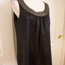 DANA BUCHMAN WOMENS BLACK EMBELLISHED NECK LINE SLEEVELESS BLOUSE TOP SIZE M NEW