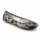 Kelly & Katie Womens White Black Print Patent Leather Ballet Flats shoes Size 9M