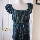 CALVIN KLEIN WOMEN'S GREEN BLUE COTTON SMOCKED CASUAL TUNIC BLOUSE TOP SIZE M 8