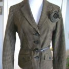 NINE WEST WOMENS BROWN BLACK 3/4 SLEEVE  FITTED BELTED JACKET SIZE 4 ADORABLE!