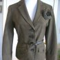 NINE WEST WOMENS BROWN BLACK 3/4 SLEEVE  FITTED BELTED JACKET SIZE 4 ADORABLE!