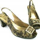 ANNE KLEIN iflex Women's Snake Print Leather OPEN TOE Heel Shoes Size 8.5M