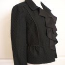 ANN TAYLOR WOMEN'S BLACK RUFFLE TWEED WOOL BLEND JACKET BLAZER SIZE 6 EXCELLENT!