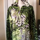 JULLIAN NICOLE WOMEN'S GREEN BLACK ANIMAL PRINT Cardigan Sweater SIZE 1X