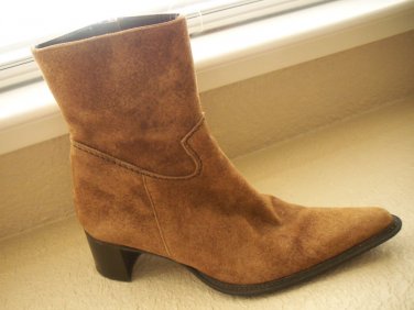 SHAW WOMENS BROWN SUEDE LEATHER Ankle Boots Shoes SIZE 5.5 MADE IN ITALY