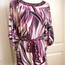 DANA BUCHMAN WOMEN'S WHITE PURPLE BLACK BEADED TUNIC TOP SIZE S
