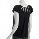 $168 BCBG MAXAZRIA WOMEN'S BROWN CUT OUT SHORT SLEEVE KNIT TOP SIZE XS NEW
