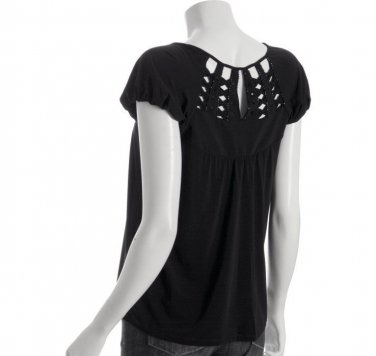 $168 BCBG MAXAZRIA WOMEN'S BROWN CUT OUT SHORT SLEEVE KNIT TOP SIZE XS NEW