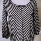 MAX STUDIO M WOMENS BEIGE BLACK STRIPED SCOOP NECK Knit Shirt Blouse Top SIZE M