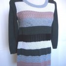 Belldini Womens Multicolor Stripe Gray 3/4 Sleeve Knit Tunic Sweater Size M NEW!