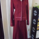 CASUAL CORNER WOMEN'S RED BRICK MICROFIBER CAREER KIRT SUIT SIZE 8