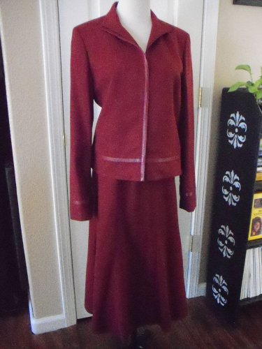 CASUAL CORNER WOMEN'S RED BRICK MICROFIBER CAREER KIRT SUIT SIZE 8