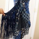 $338 BCBG MAXAZRIA Blue White PRINT Removable Straps FRINGE Dress SIZE 0 NEW!