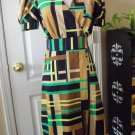THE WEBSTER Womens Navy Tan Green Plaid Short Sleeve FAUX WRAP Dress SIZE XS