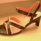 JOAN & DAVID BEIGE BROWN PATENT LEATHER STRAPPY SANDALS HEELS SHOES SIZE 8M