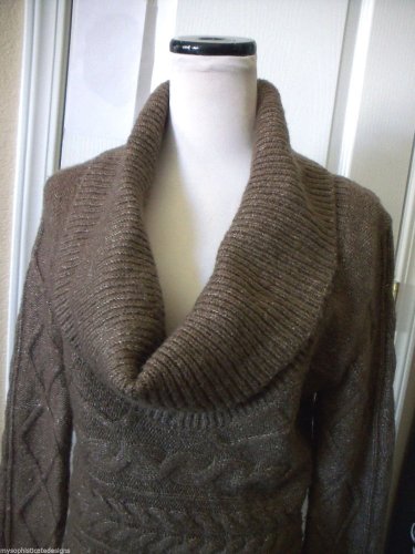ROMEO & JULIET COUTURE WOMEN'S SOLID BROWN COWL NECK TUNIC SWEATER SIZE M