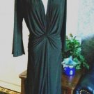 Allen Schwart ABS Womens BLACK V NECK DRAPPED OCCASION JERSEY KNIT DRESS SIZE M
