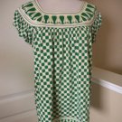 RARE MAX STUDIO M WOMEN'S IVORY GREEN PRINT SHORT SLEEVE KNIT TOP TUNIC SIZE S
