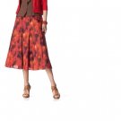 COLDWATER CREEK Orange Brown Print Below Knee Full Skirt Size 18 XL PETITE NEW