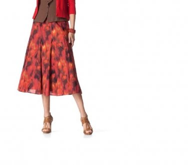 COLDWATER CREEK Orange Brown Print Below Knee Full Skirt Size 18 XL PETITE NEW
