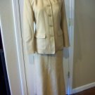 TALBOTS WOMENS BEIGE CAMEL CAREER SKIRT SUIT BLAZER JACKET SIZE 2 4 MADE IN TALY