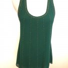Sis Sis WOMEN'S EMERALD GREEN beaded Racer Back Sleeveless TUNIC TOP SIZE S