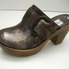 BORN CROWN Womens BROWN METALLIC Leather Clogs Slip On Mules Heel Shoes SIZE 7