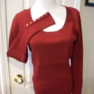 HILLARD & HANSON WOMEN'S SOLID BRICK RED SCOOP NECK KNIT SWEATER SIZE XL