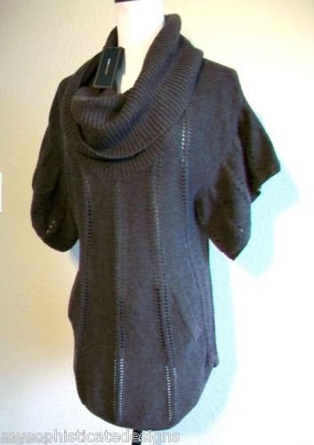 BCBG MAXAZRIA WOMEN'S SOLID BROWN COWL NECK SWEATER SIZE L LARGE