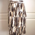 ADRIENNE VITTADINI WOMENS IVORY BROWN ANIMAL PRINT TIER STRAIGHT SKIRT SZ 12 NEW