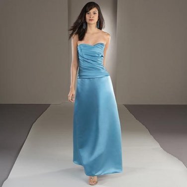 WATTERS & WATTERS AQUA TURQUOISE SATIN Bridesmaid Strapless Gown Corset Dress 10
