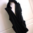 COOLDOG WOMEN'S SOLID BLACK SLOUCHY SLEEVELESS HOODIE WRAP TUNIC TOP M 8 10