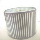 MODERN LAMP SHADE WHITE GRAY STRIPPED FABRIC Lamp Shade 9x12x12 NEW