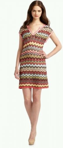BCBG MaxAzria Womens Chevron  Cap Sleeve Knit Tunic Sweater Dress Size 0 XXS NEW
