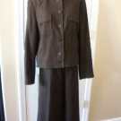 TALBOTS WOMEN'S BROWN WOOL Cropped Pant Suit SIZE 14 16 MADE IN ITALY
