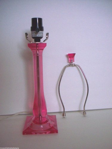 Girls' Bedroom PINK Lamp Bedside Lamp Clear Acrylic Base HARP & FINIAL LIKENEW